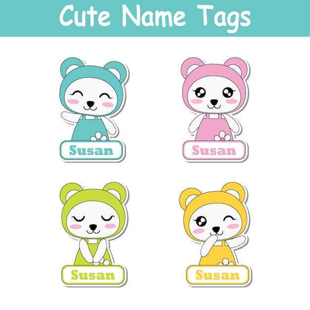 Vector Cartoon Illustration With Colorful Cute Baby Pandas Suitable For 