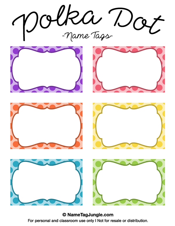 Printable Polka Dot Name Tags Name Tag Templates Tag Template Free 