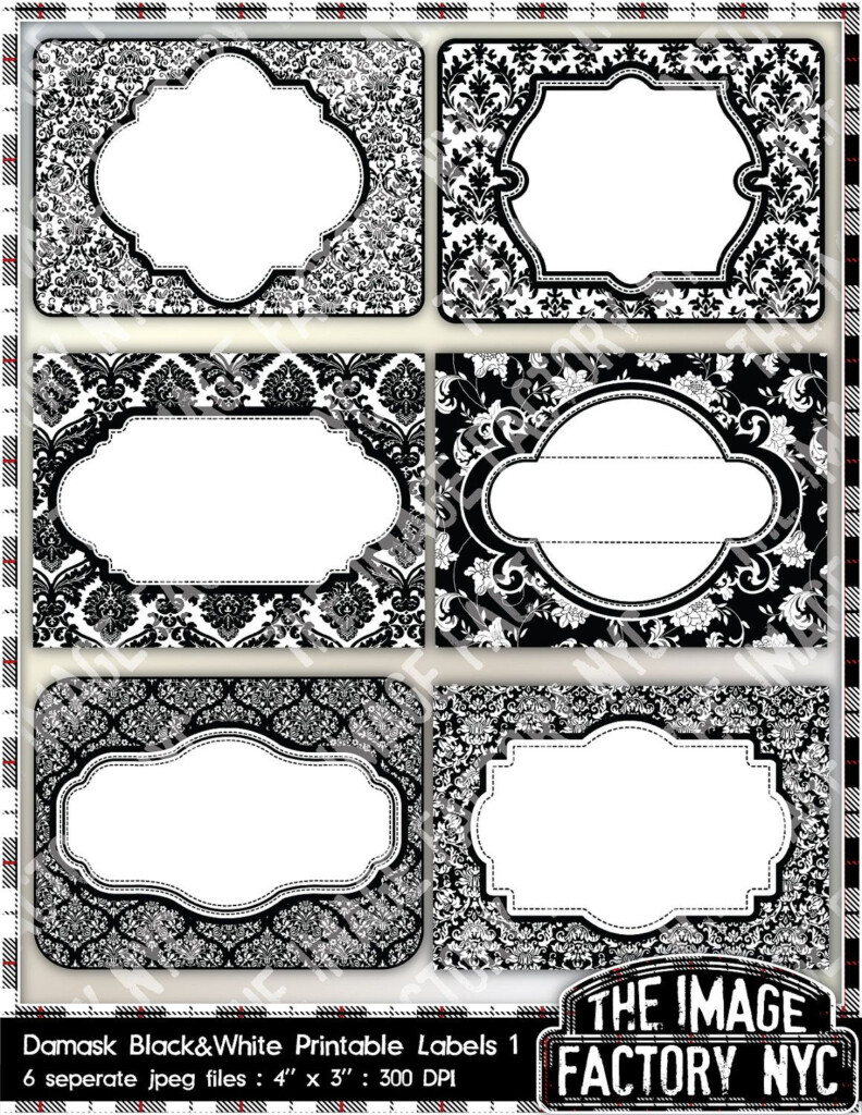 Black And White Damask Printable Labels Tags For Gift Tags Place 