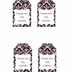 FREE Pink Damask Favor Tag Thank You Tag Baby Shower Ideas Themes