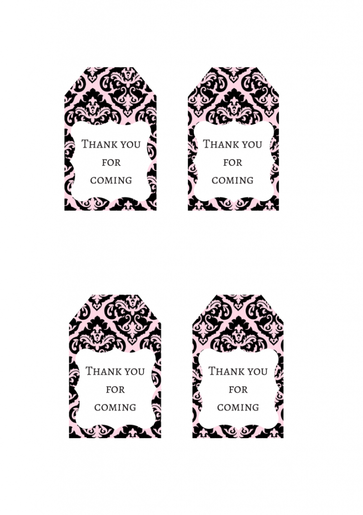 FREE Pink Damask Favor Tag Thank You Tag Baby Shower Ideas Themes