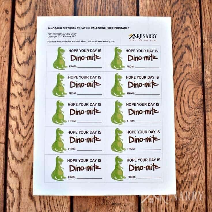 Dinosaur Party Favors Free Printable Treat Tag For Birthday Or