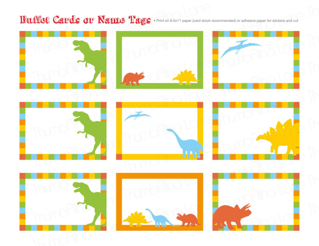 Dinosaur Printable Buffet Cards Food Tags Name Tags INSTANT Etsy 