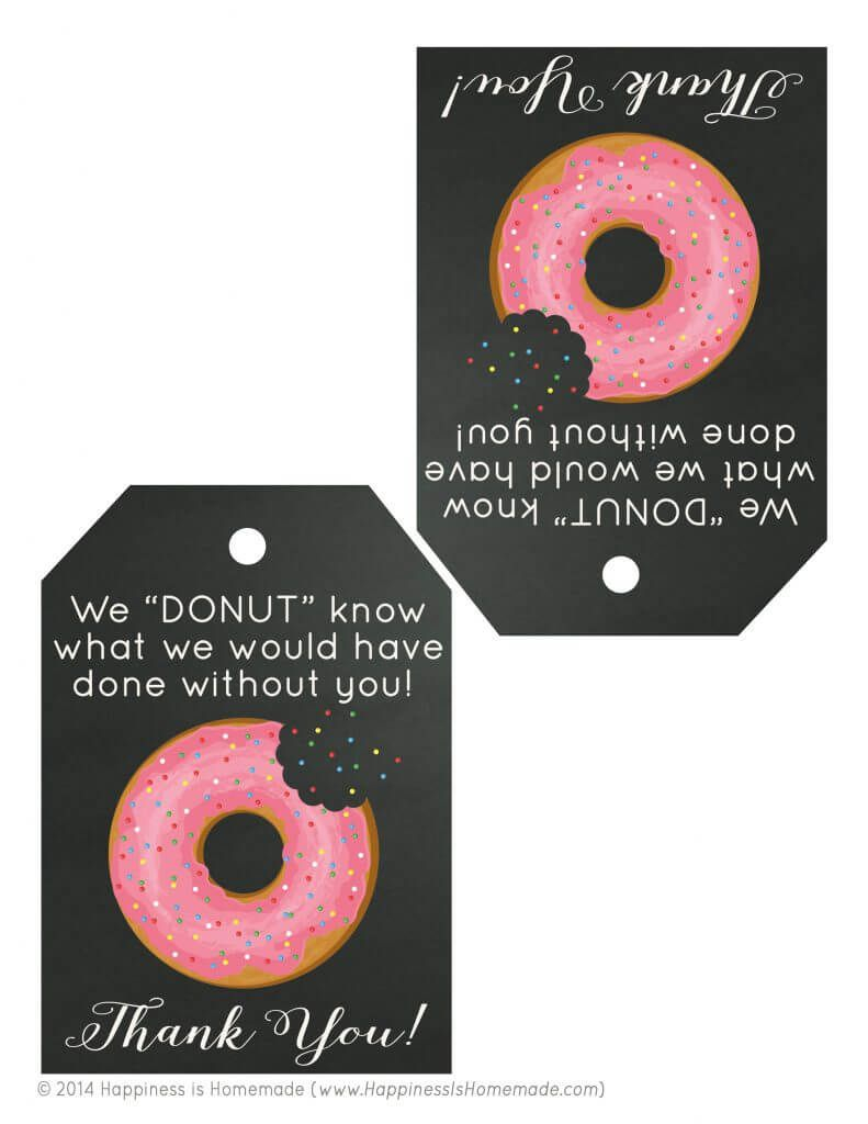 Free Printable Donut Thank You Gift Tags Appreciation Printable 