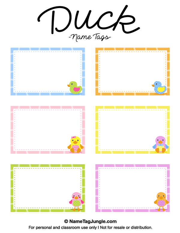 Free Printable Duck Name Tags The Template Can Also Be Used For