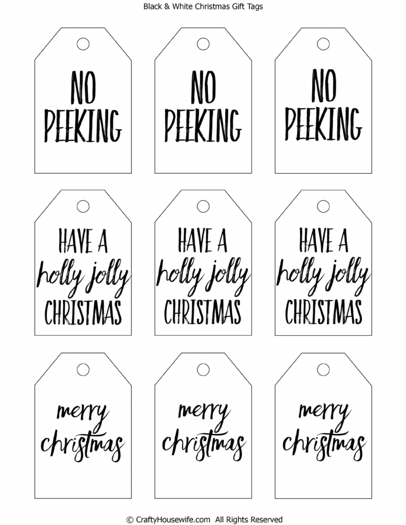 Black White Christmas Gift Tags Printable pdf Gift Tags Christmas 