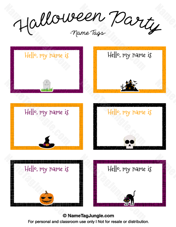 Free Printable Halloween Party Name Tags The Template Can Also Be Used 