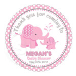 Custom Cute Pink Elephant Baby Shower Thank You Printable 2 5 Tags