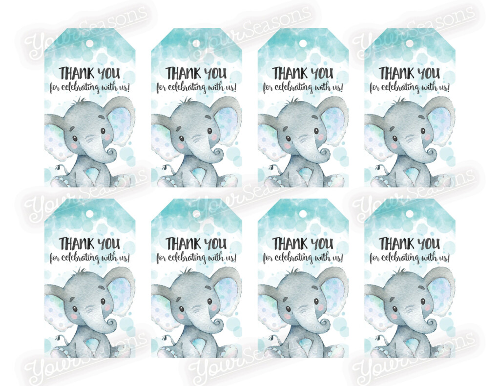 Elephant Baby Shower Gift Tags Boy Thank You Favor Tags Etsy Free 