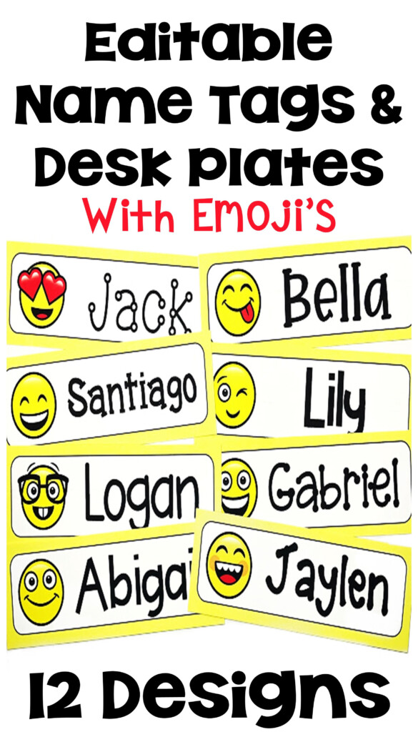 Editable Emoji Name Tags And Desk Plates Name Tags 6th Grade Reading 