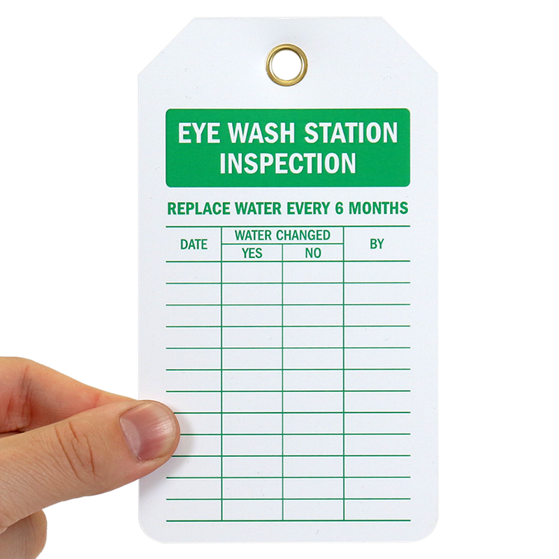 Eye Wash Station Inspection Two Sided Inspection Record Tag SKU TG 0608
