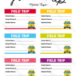 Free Printable Field Trip Name Tags The Tags Have Fields For Student