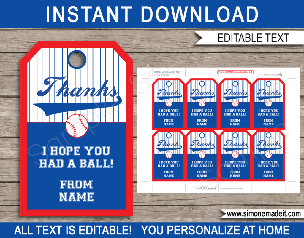 Free Printable Baseball Favor Tags High Resolution Printable