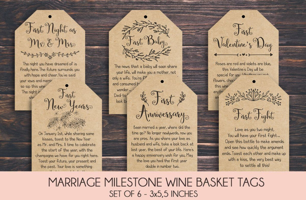 Marriage Milestone Wine Basket Tags A Year Of First Wine Image 0 