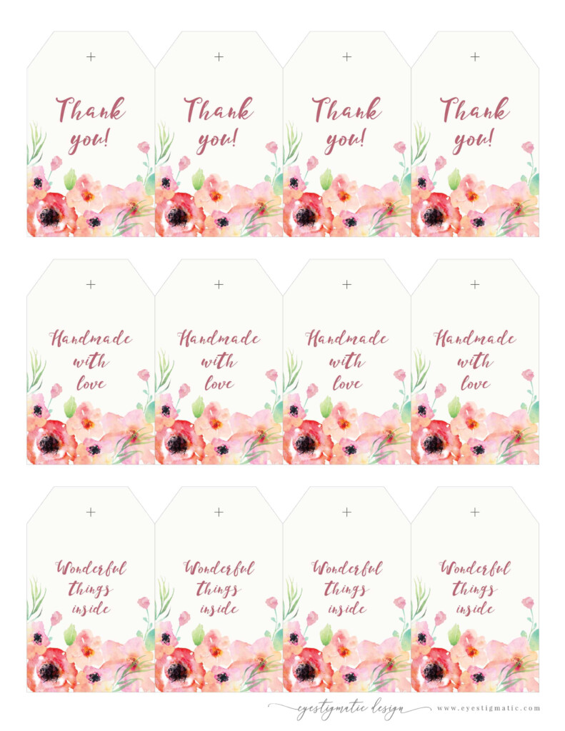 Free Printable Watercolor Flower Gift Tags From Eyestigmatic Design