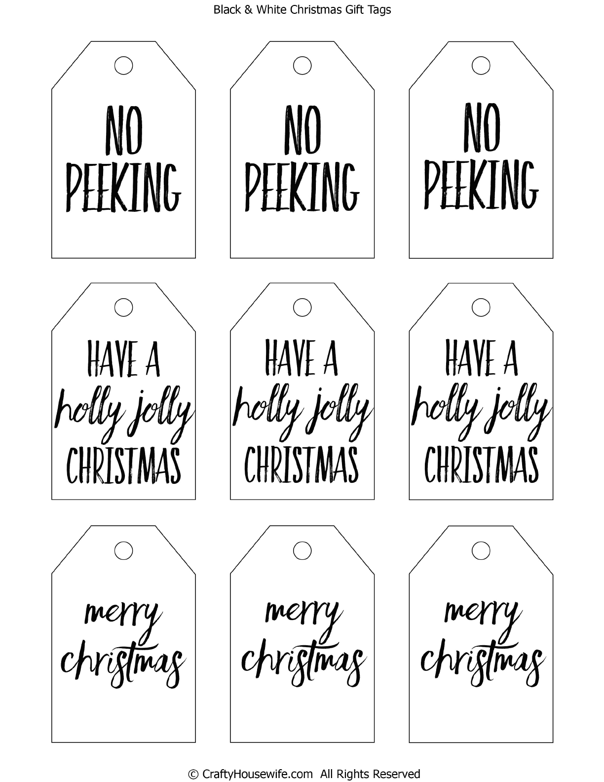 Black White Christmas Gift Tags Printable pdf Christmas Gift Tags