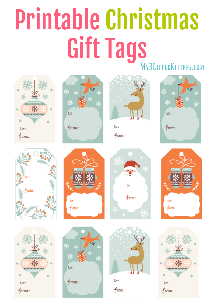 Free Printable Christmas Gift Tags My 3 Little Kittens