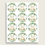 Jungle Baby Shower Round Thank You Tags 2 Inch Printable Gold Etsy