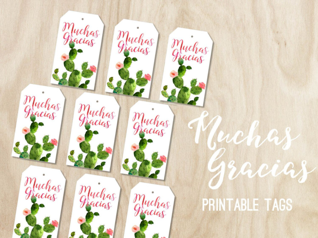 Gift Tags Printable Muchas Gracias Botanical Cacti Thank You Gift 