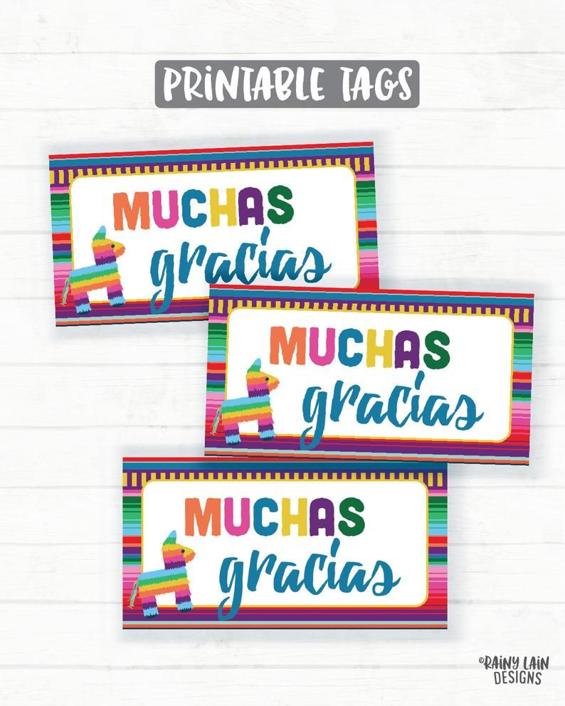 Fiesta Thank You Tags Muchas Gracias Tag Fiesta Favor Tags Etsy In 