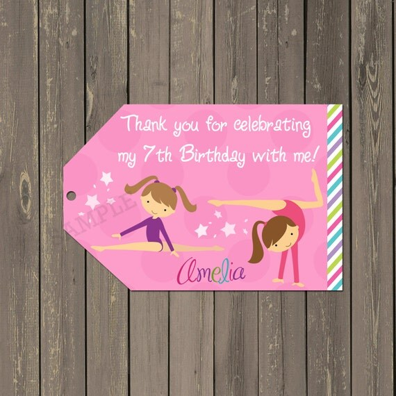 Gymnastics Favor Tag Gymnastics Birthday Thank You Tag In