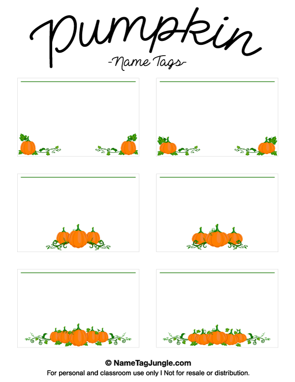 Printable Pumpkin Name Tags Name Tag Templates Tag Templates Name Tags