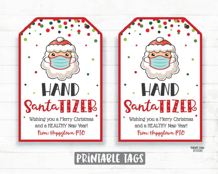 Hand Santa tizer Christmas Gift Tag Hand Sanitizer Holiday Tag Healthy 