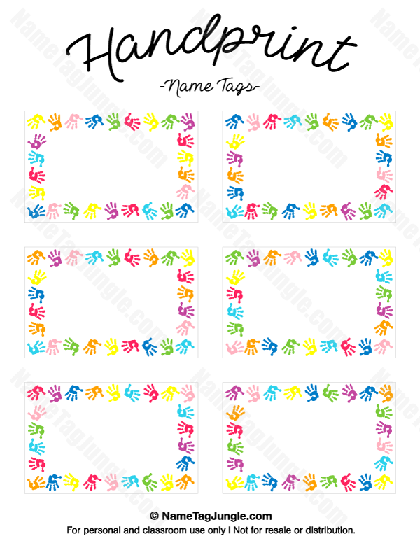 Free Printable Handprint Name Tags The Template Can Also Be Used For 