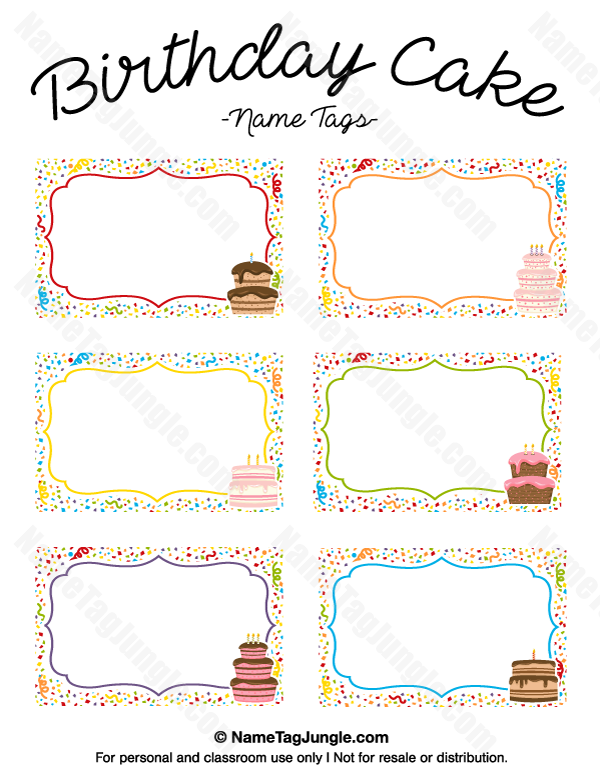 Printable Birthday Cake Name Tags Birthday Labels Birthday Tags 
