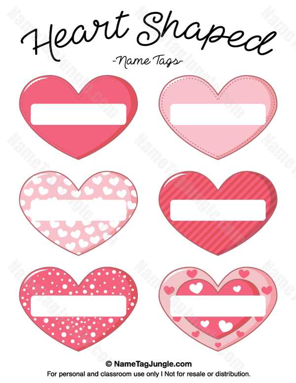 Free Printable Heart shaped Name Tags The Template Can Also Be Used 