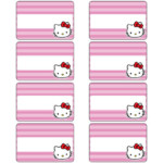 Free Pastel Bubblegum Pink Horizontal Striped Hello Kitty Name Tags