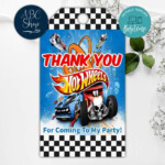 Printable Hot Wheels Birthday Thank You Tags Instant Download Bobotemp