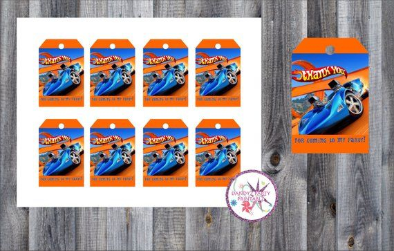 Hot Wheels Thank You Tags In 2021 Hot Wheels Invitations Hot Wheels