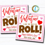 Valentine Gift Tag I Like The Way You Roll DIY Editable Template