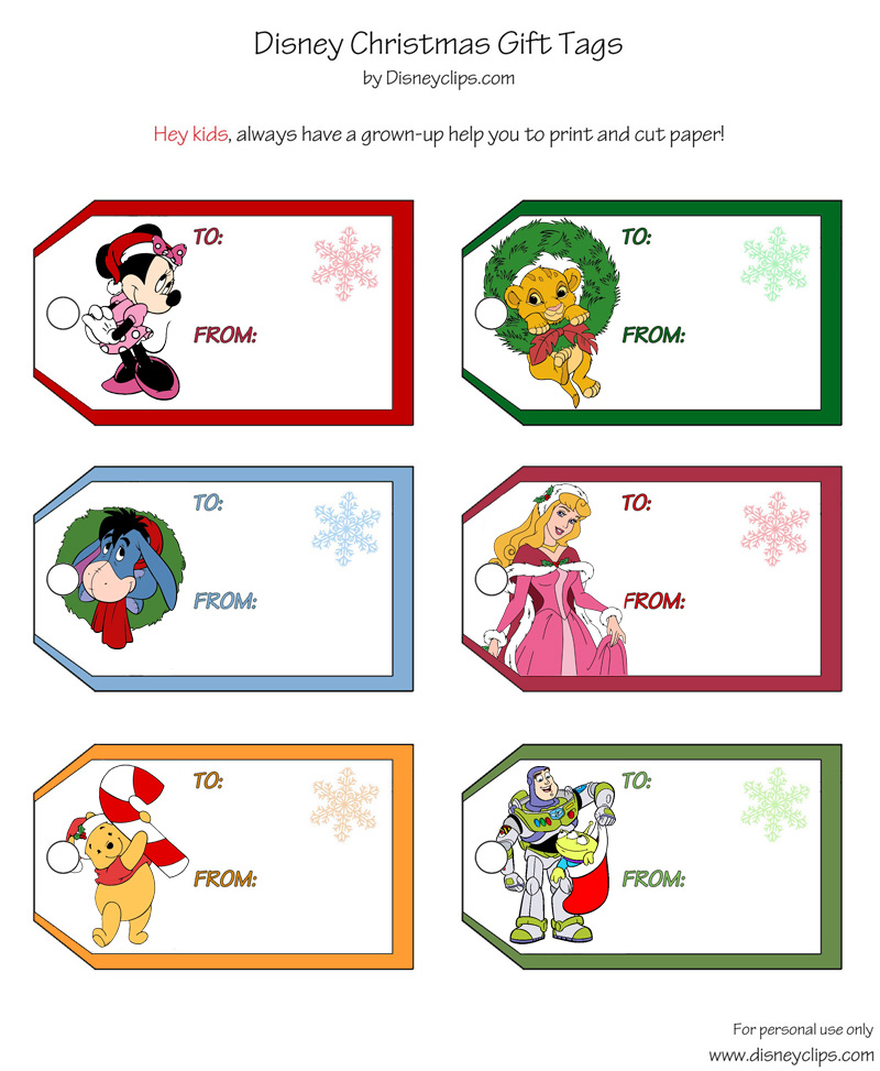 Printable Disney Christmas Gift Tags Disneyclips