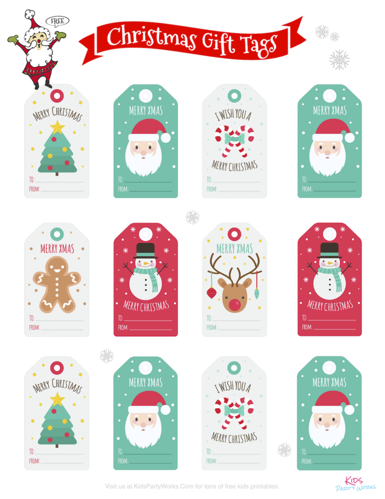 Free Christmas Printable Tags KidsPartyWorks Com Kids Christmas Gift 