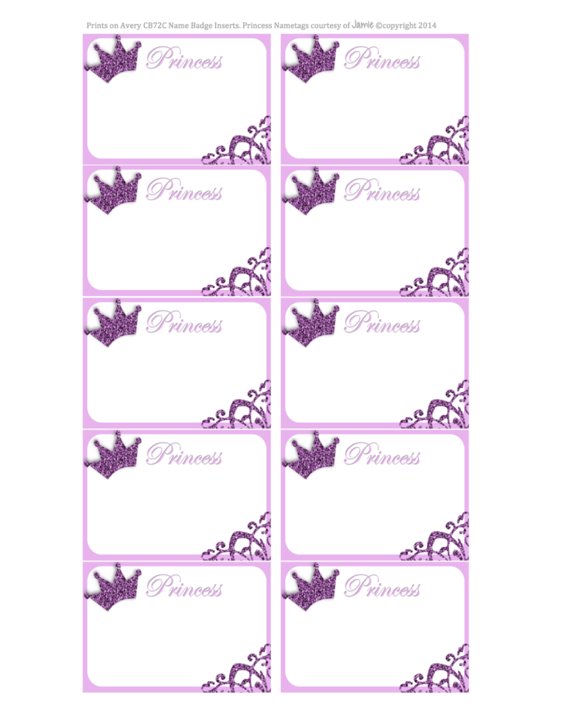 Fashionable Moms Princess Nametags Or Labels FREE Printable Labels 