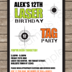 Laser Tag Invitation Template Green orange Laser Tag Party Laser