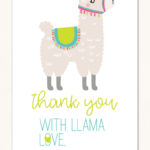 Llama Thank You Card Llama Birthday Printables Llama Baby Shower
