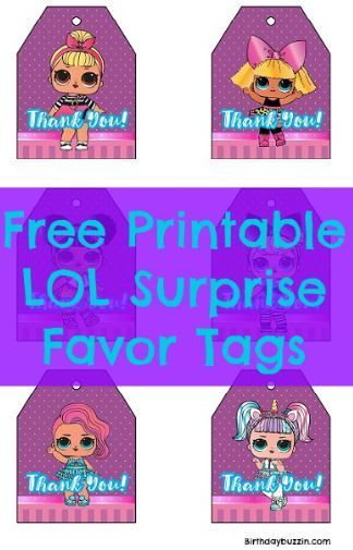 Free Printable LOL Surprise Favor Tags Birthday Surprise Kids 6th 