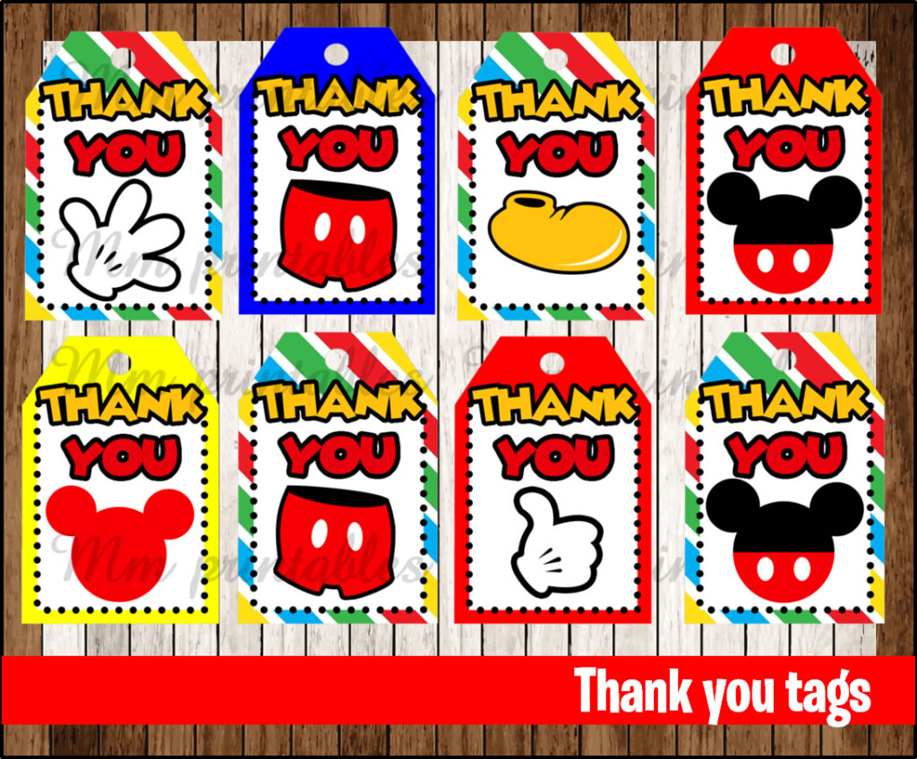 80 OFF SALE Mickey Mouse Thank You Tags Instant Download Printable