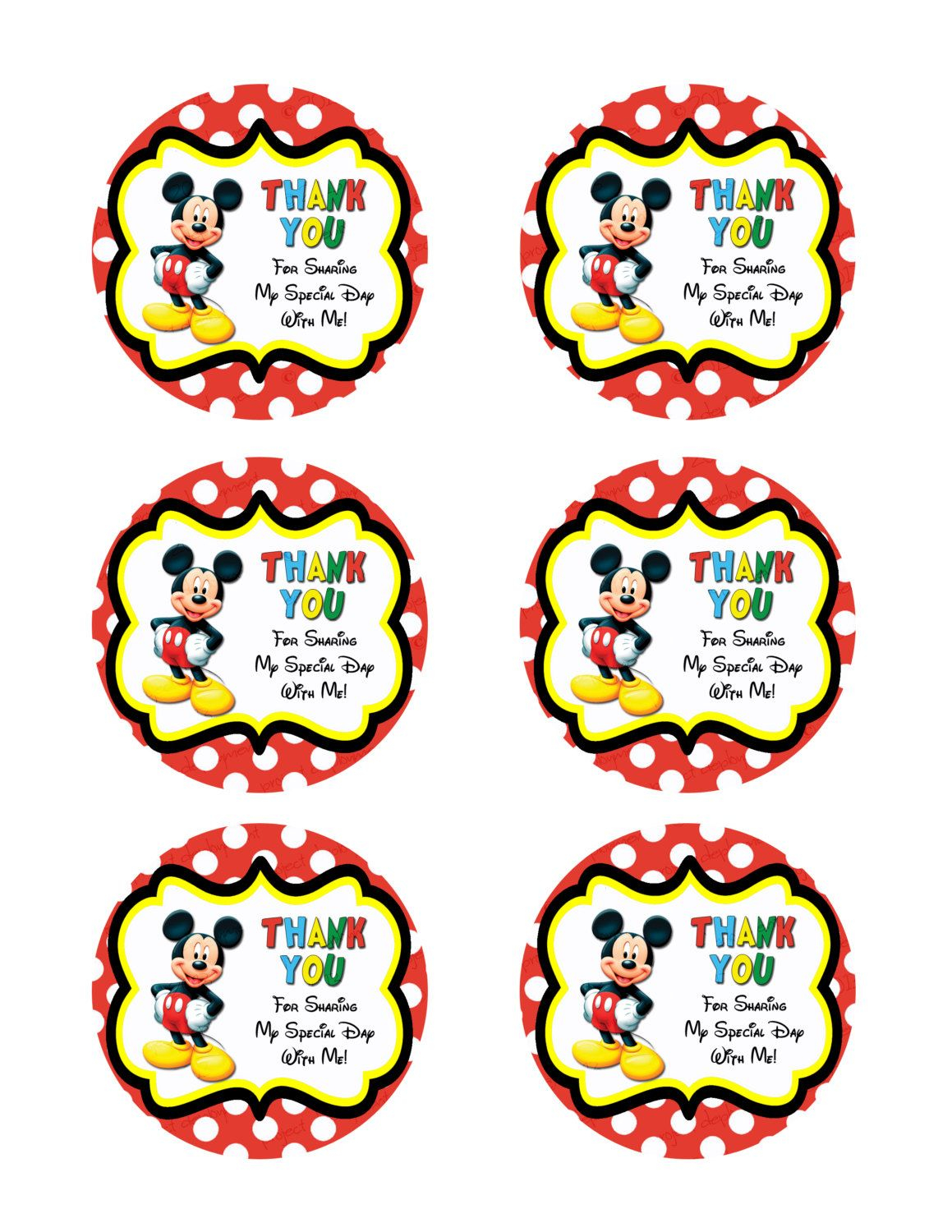 INSTANT DOWNLOAD Mickey Mouse Thank You By IrrelephantDesigns Mickey