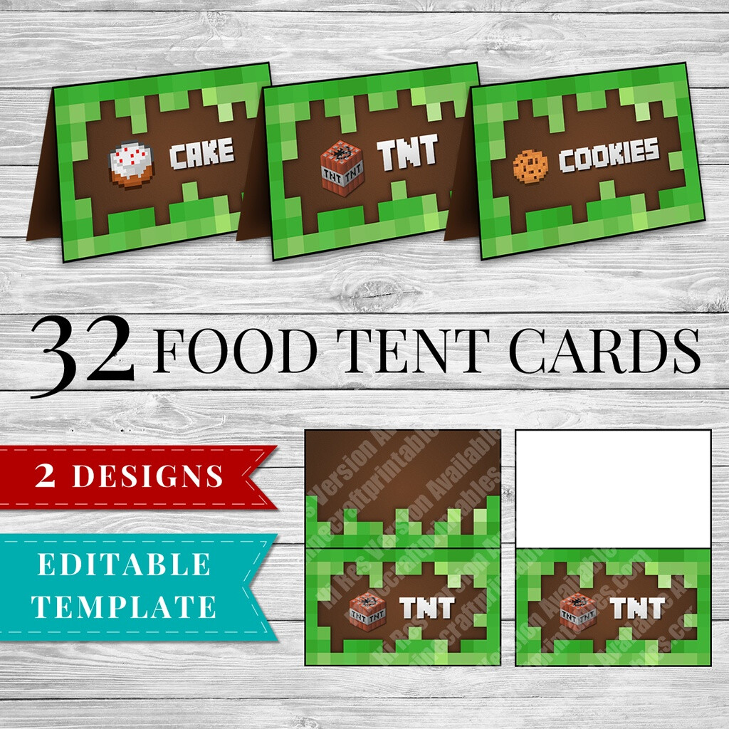 Free Printable Minecraft Food Tent Labels Bing Images Minecraft 