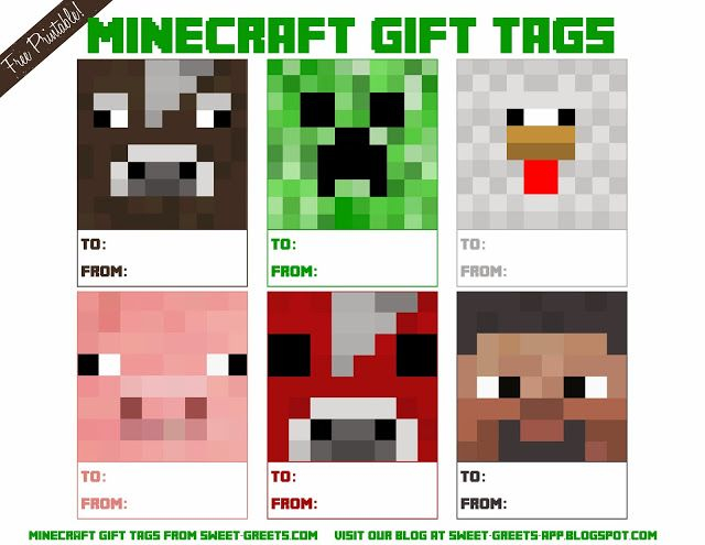 Sweet Nothings Free Printable Minecraft Gift Tags Minecraft Gifts 