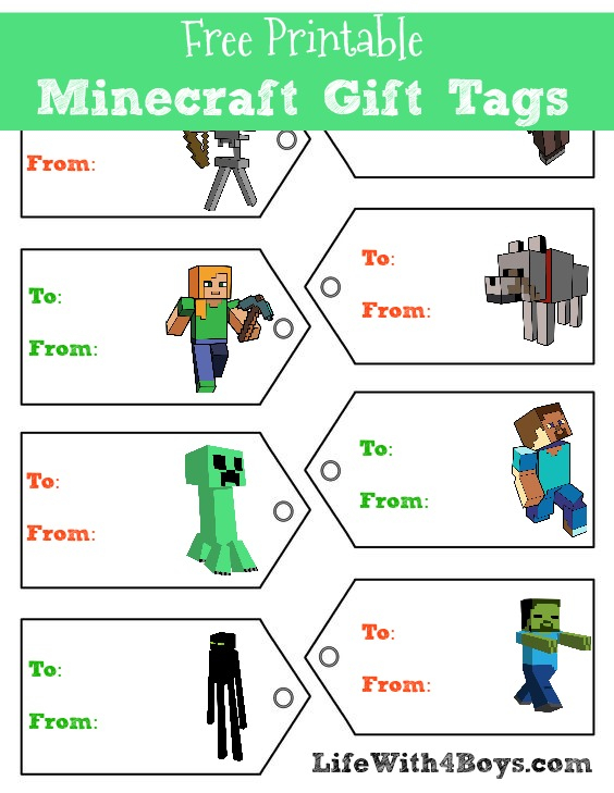 Life With 4 Boys Free Minecraft Gift Tags Top Minecraft Gift Picks