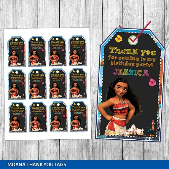 Moana Thank You Tags Moana Favor Tags Moana Gift Tags Moana Thank You 