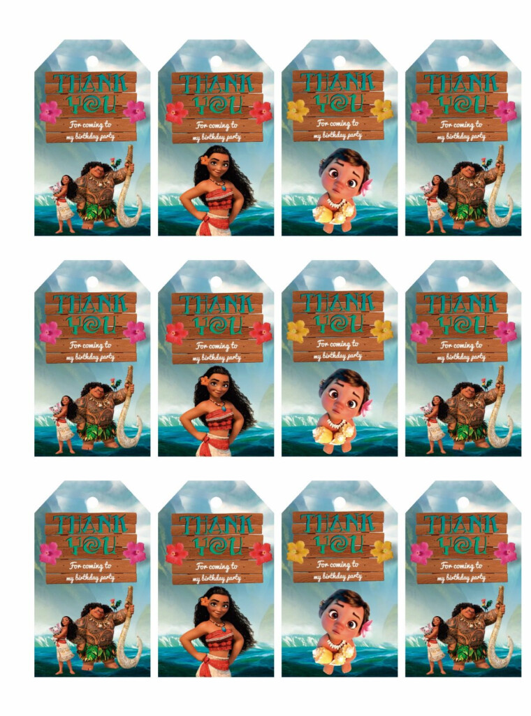 Free Moana Favor Bag Tags Moana Birthday Invitation Moana Party 