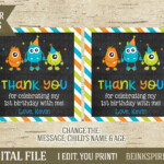 Monster Thank You Tag Printable Monster Birthday Party Thank You Favor