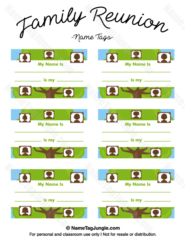 Free Printable Family Reunion Name Tags With Fields For Your Name And