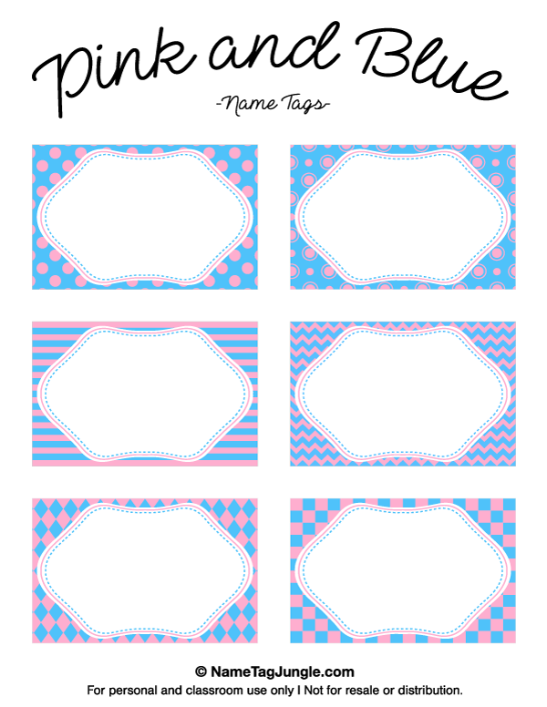 Printable Pink And Blue Name Tags Blue Names Name Tag Templates 